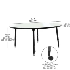 Adapte 60" Round Dry-Erase Activity Table with Adjustable Tapered Legs - Whiteboard/Black