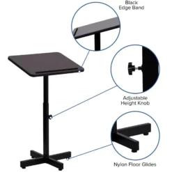Adjustable Height Mahogany Metal Lectern