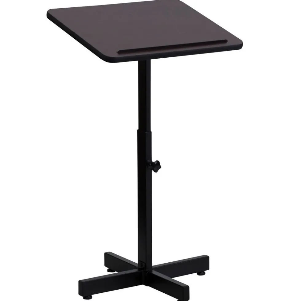 Adjustable Height Mahogany Metal Lectern