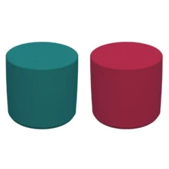 Adult SoftScape 18" Round Ottoman 16" Height, 2-Piece - Teal/Raspberry