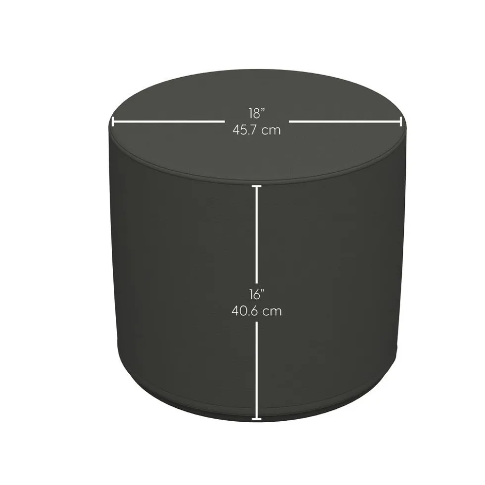 Adult SoftScape 18" Round Ottoman 16" Height, 2-Piece - Black/Dark Gray