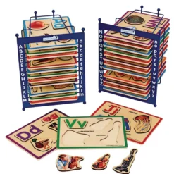 Alphabet Puzzle Set of 26 with 2 Anti-Slide Puzzle Storage Racks