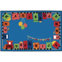 Alpha Fun Train 6' x 9' Rectangle Kids Value PLUS Carpet