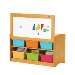 Bamboo Hide-away Shelf with 6 Large Tubs- Vibrant Combo
