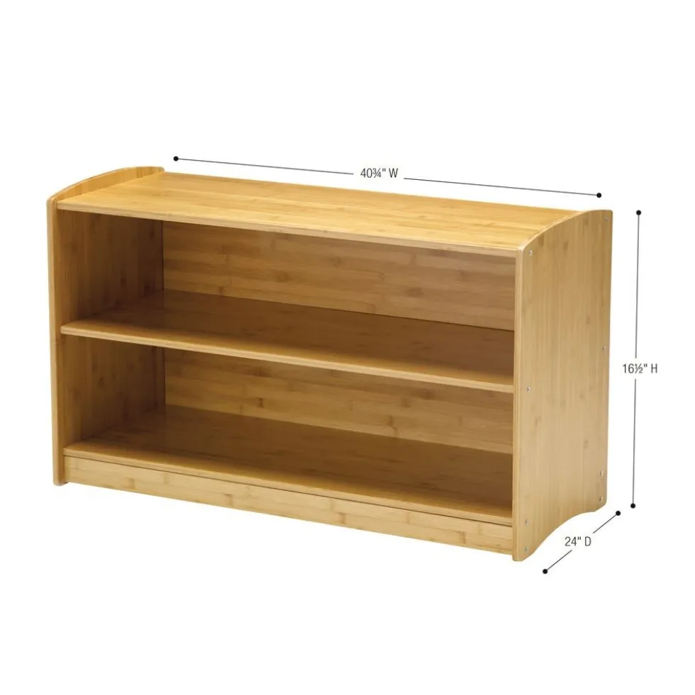 Bamboo Hide-away Shelf with 6 Large Tubs- Clear
