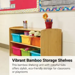 Bamboo Shelving Unit with 6 Large Tubs- Vibrant Combo