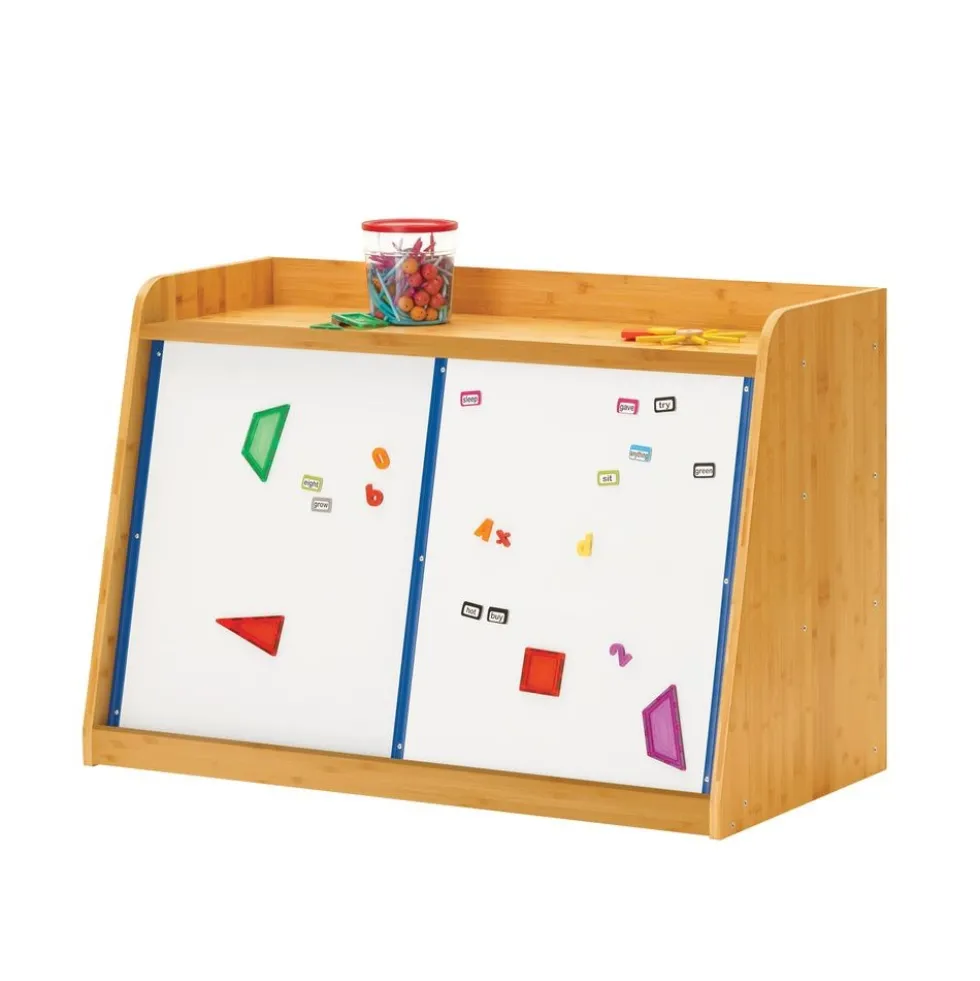Bamboo Write and Store Shelf with 2 boards and 4 Tubs- Vibrant Combo