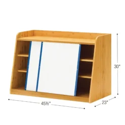 Bamboo Write and Store Shelf with 2 boards and 4 Tubs- Vibrant Combo