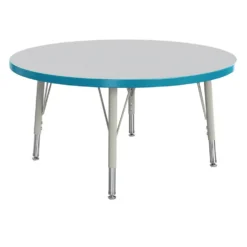 Berries® 42"Dia. Round Activity Table, 24" - 31" Leg Height - Teal