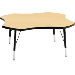 Berries® 48" Four Leaf Activity Table, 15" - 24" Leg Height - Maple/Black
