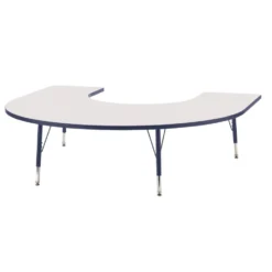 Berries® 60" x 66" Horseshoe Activity Table, 24" - 31" - Navy