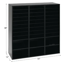 Black 27-Slot Mail And Supplies Center With 6 Cubbies And Baskets 6 Colors