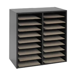 Black 18-Slot Mail Center With Trays 6 Colors