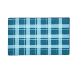 Blue Plaid Border Rug - 4' x 6'