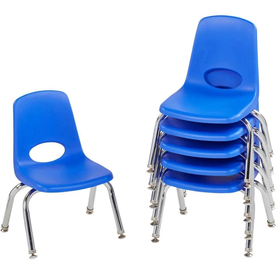 10" Blue Stack Chair with Swivel Glides - 6 Pack