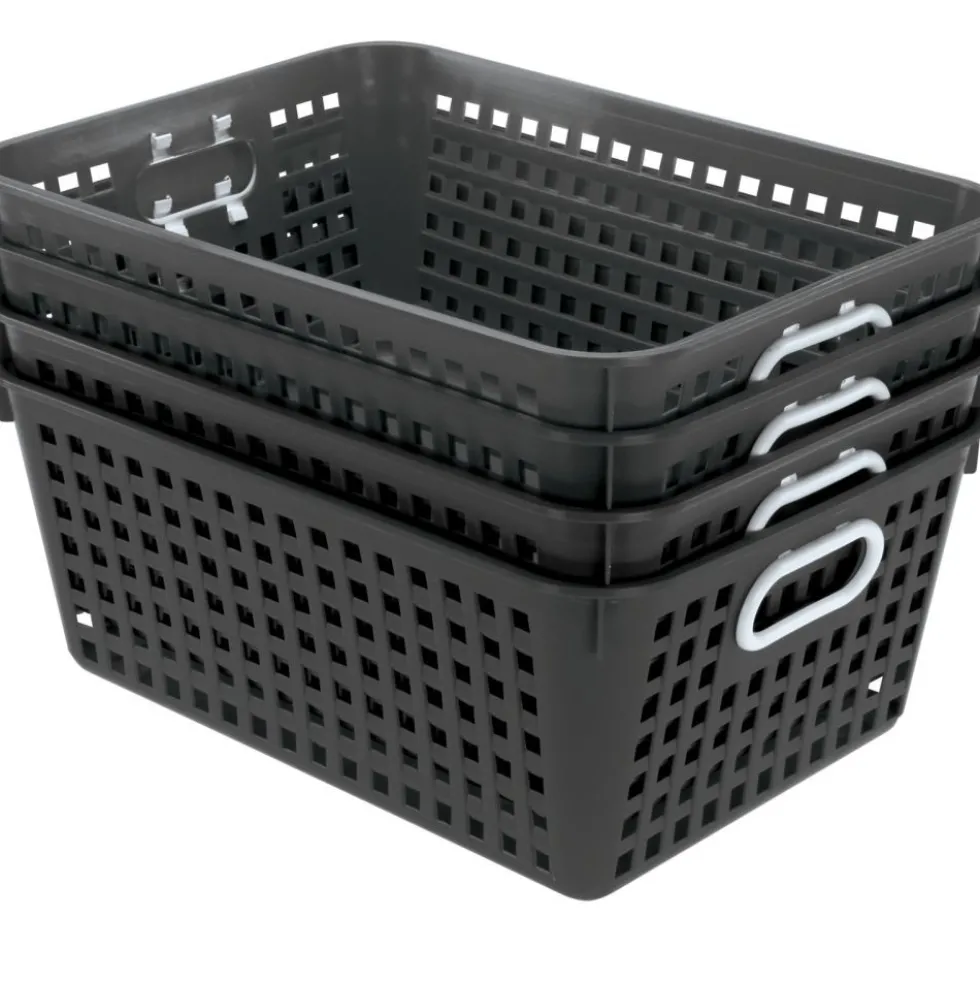 Book Baskets, Large Rectangle - Black - 4 baskets