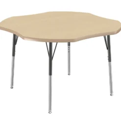 48" Clover Activity Table with Adjustable Swivel Glide Legs - Maple/Maple