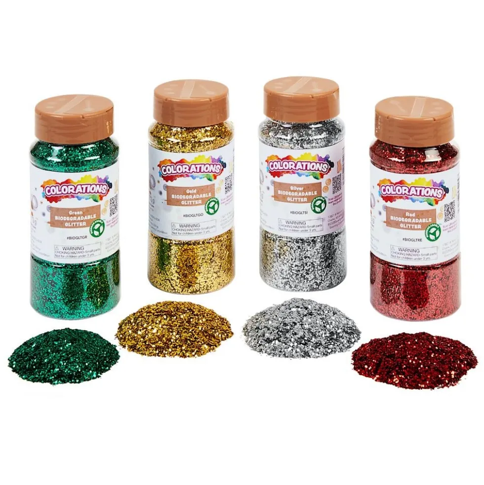 Colorations® Biodegradable Glitter - 4 holiday colors each 4 oz