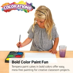 Colorations® 6 Bold Color Tempera Paint Cakes in Tray