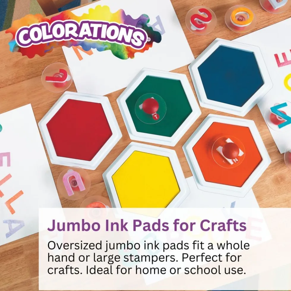Colorations® Classic Colors Jumbo Washable Stamp Pads - Set of 6