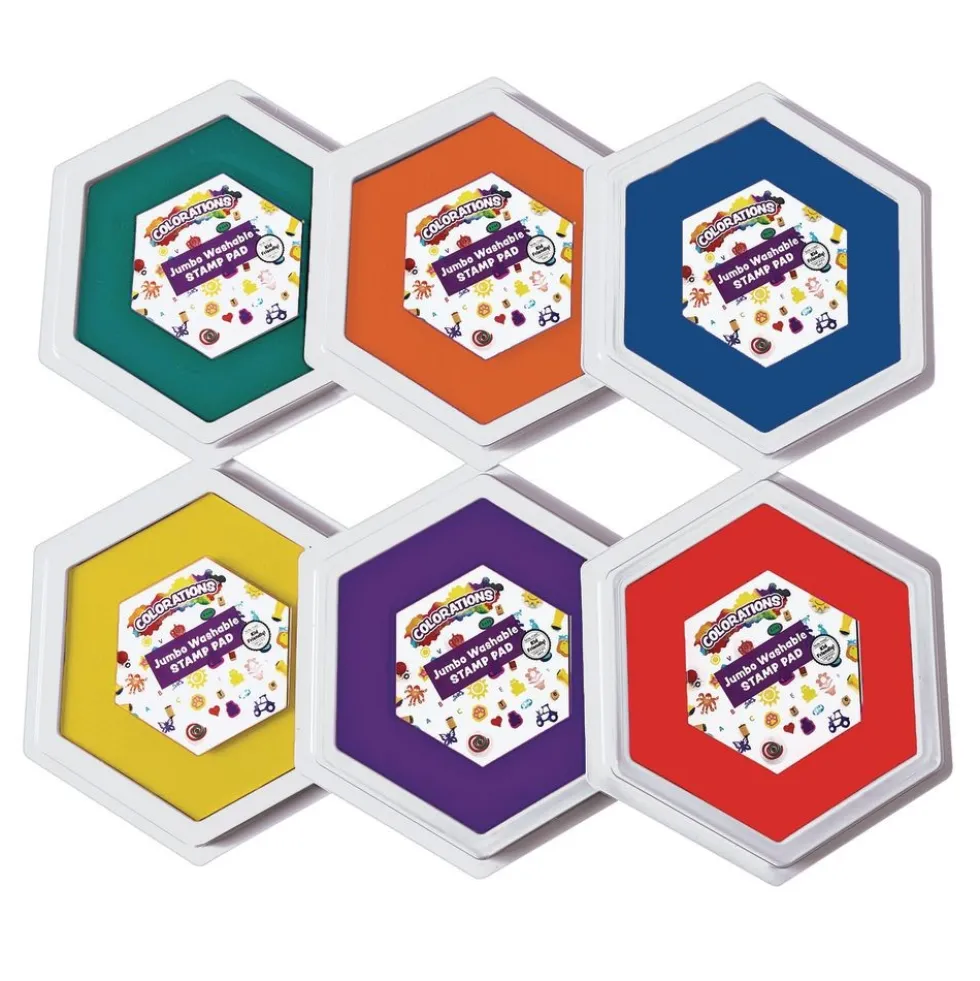Colorations® Classic Colors Jumbo Washable Stamp Pads - Set of 6