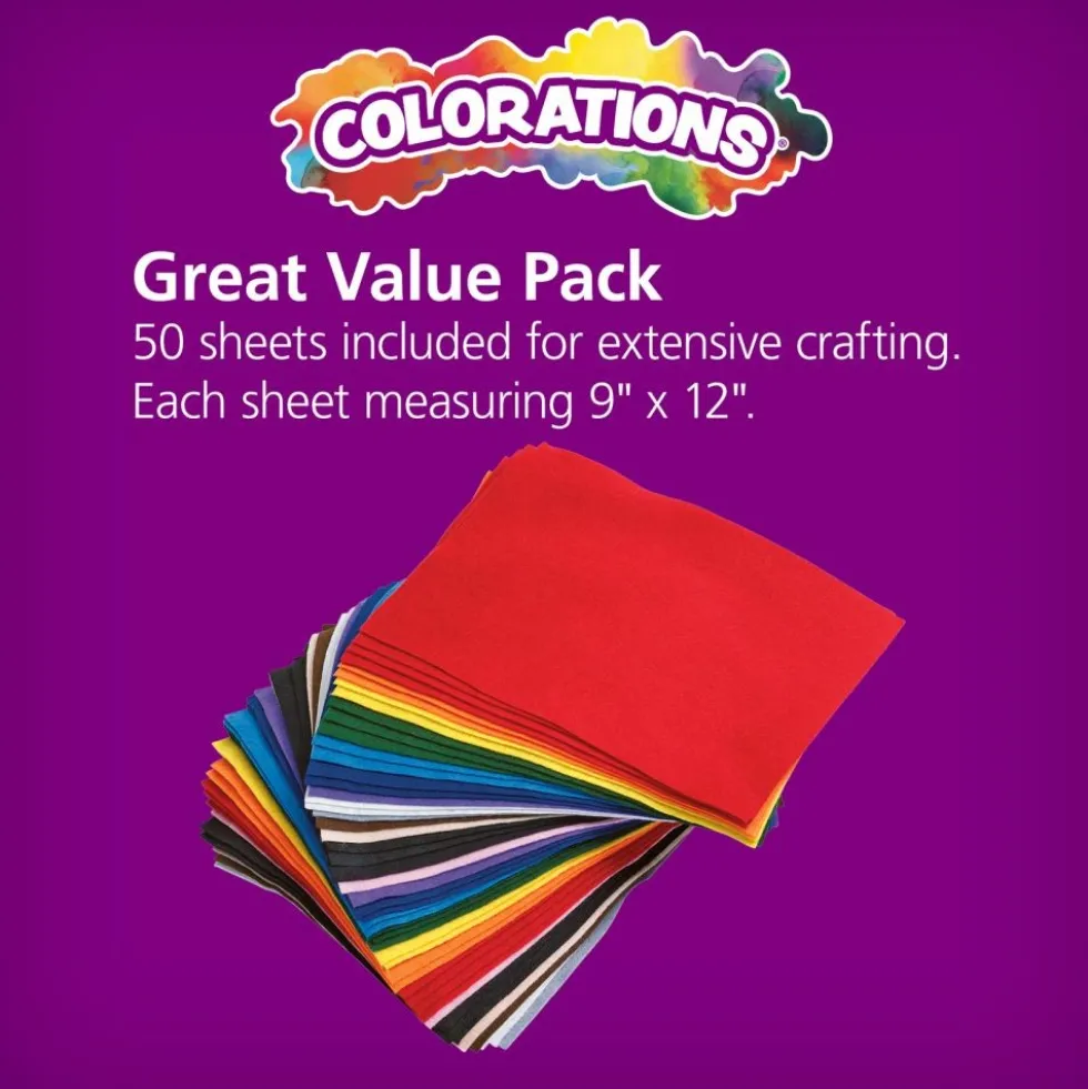 Colorations® Colored Felt, 9" x 12" - 50 Sheets