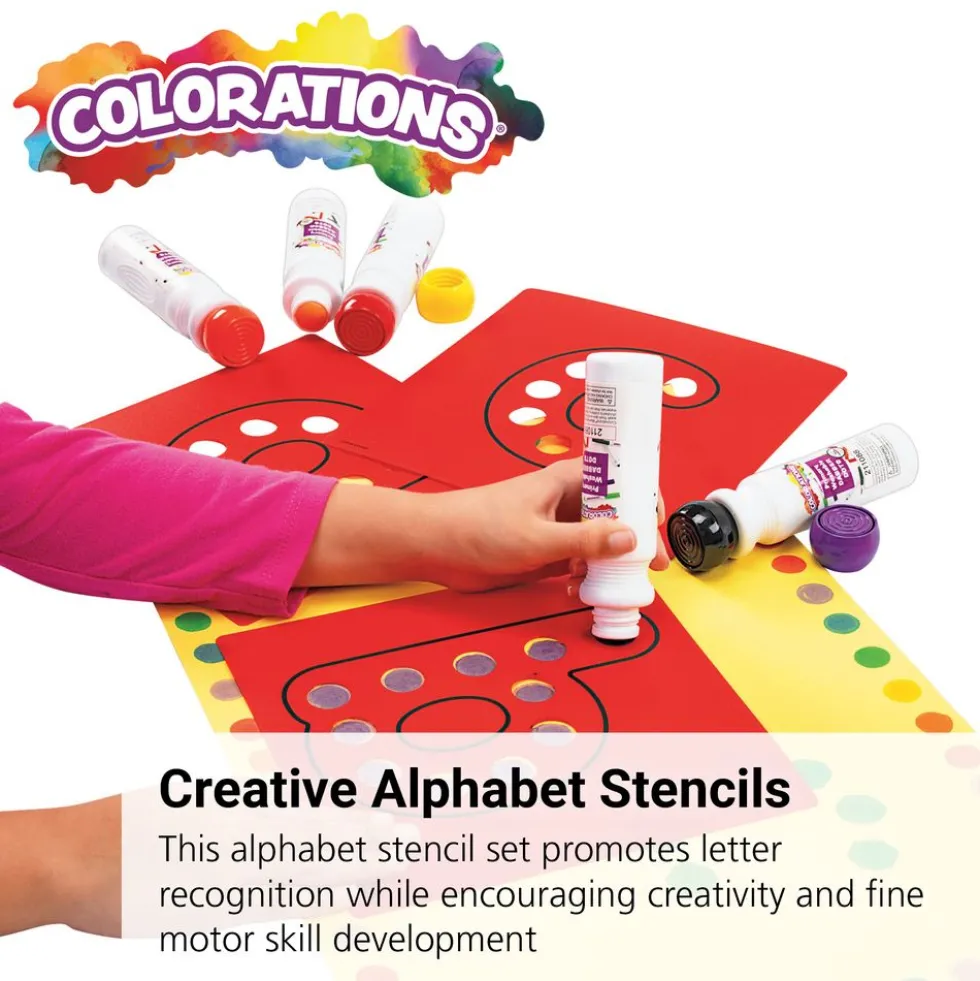 Colorations® Dabber Dot Stencil Set Lower Case Alphabet, Set of 26