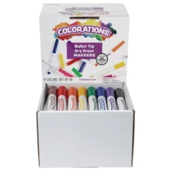 Colorations® Dry Erase Markers, Bullet Tip Value Pack - Set of 48