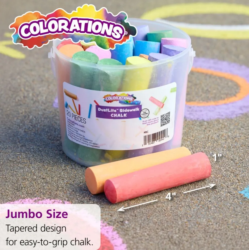 Colorations® DustLite™ Washable Sidewalk Chalk - 20 Pieces