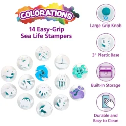 Colorations® Easy-Grip Stampers, Sea Life - Set of 14