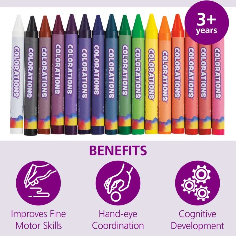 Colorations® Large Crayons, 16 Colors, Value Pack - Set of 400