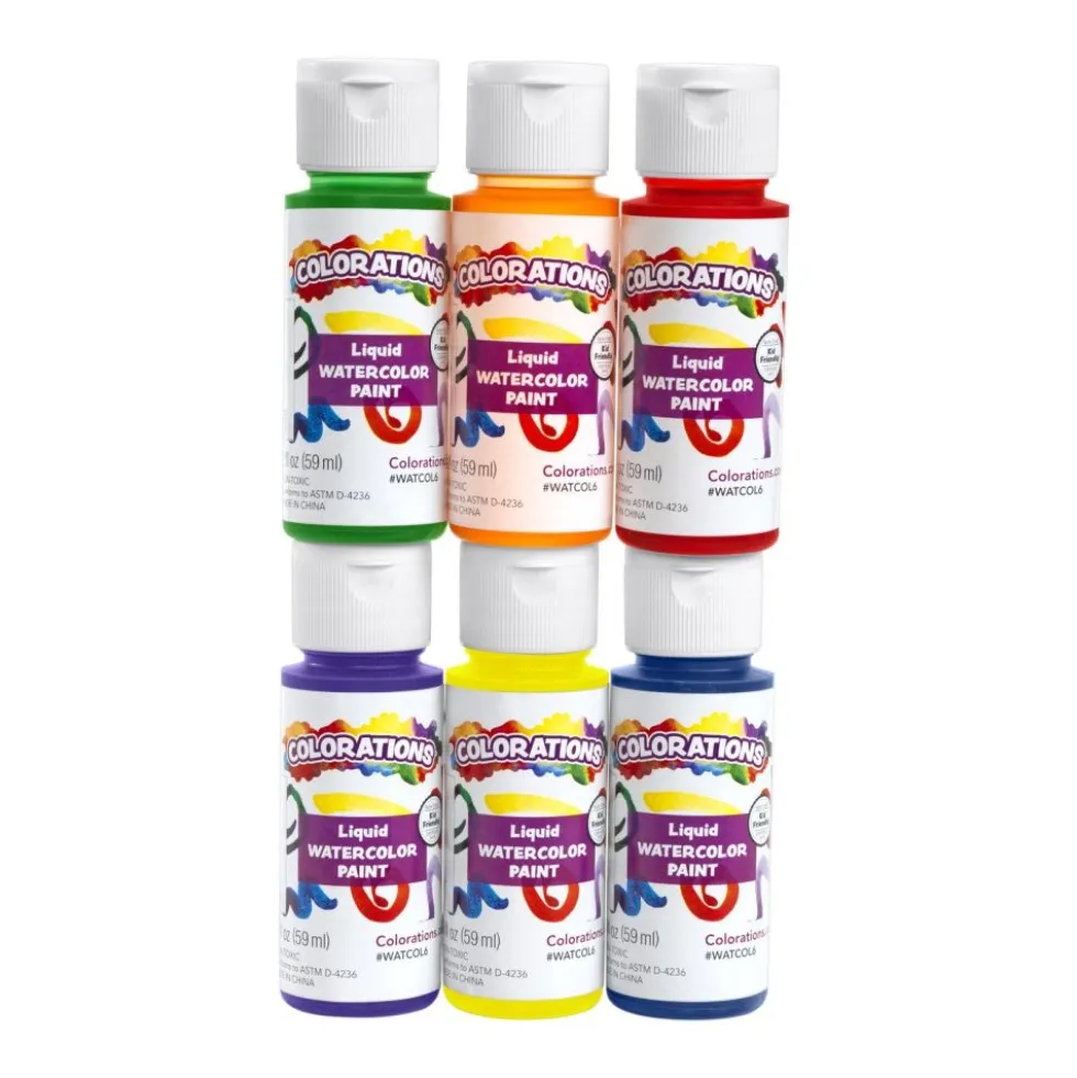 Colorations® Liquid Watercolor Paints - Set of 6 Colors, Each 2oz