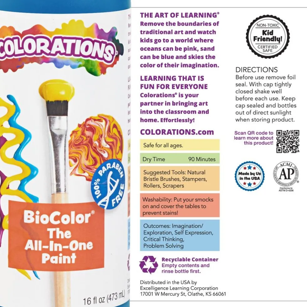 Colorations® Paraben-Free BioColor® Paint- Set of All 26 Colors, 16oz.
