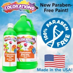 Colorations® Paraben-Free Fluorescent BioColor® Paint- Set of 9 Colors, 1 Gallon