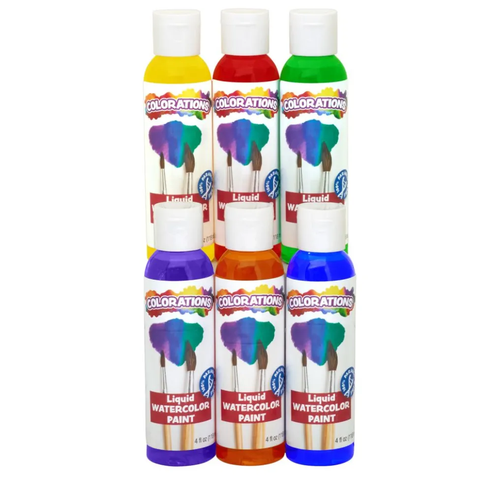 Colorations® Paraben-Free Liquid Watercolor™ Paint - Rainbow Pack, 4 oz. - Set of 6