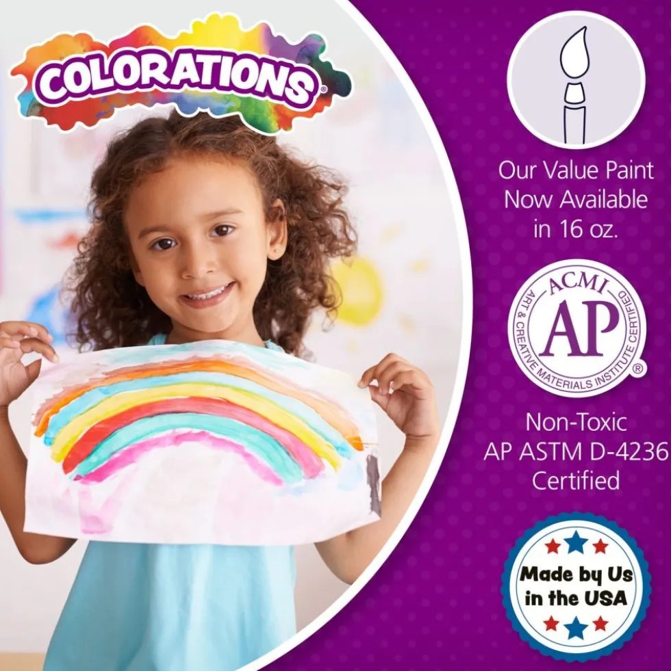 Colorations® Paraben-Free Simply Tempera Paint 16 oz. - Set of 12