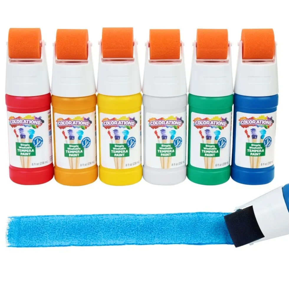 Colorations® Paraben-Free Simply Washable Tempera Paint Roller Set, 6 Colors