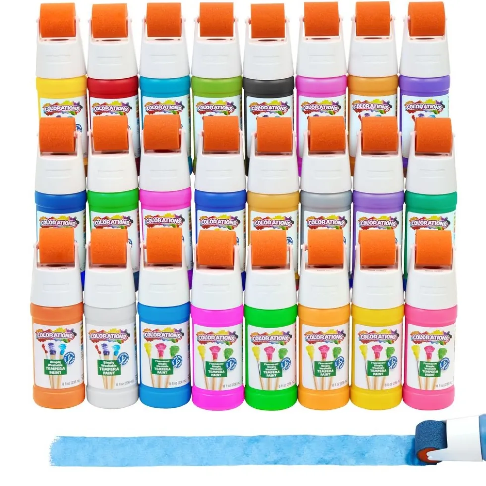 Colorations® Paraben-Free Simply Washable Tempera Paint Roller Set - 24 Colors