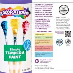 Colorations® Paraben-Free Simply Tempera Paint 16 oz. - Set of 6