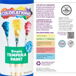 Colorations® Paraben-Free Simply Tempera Paint 16 oz. - Set of 6
