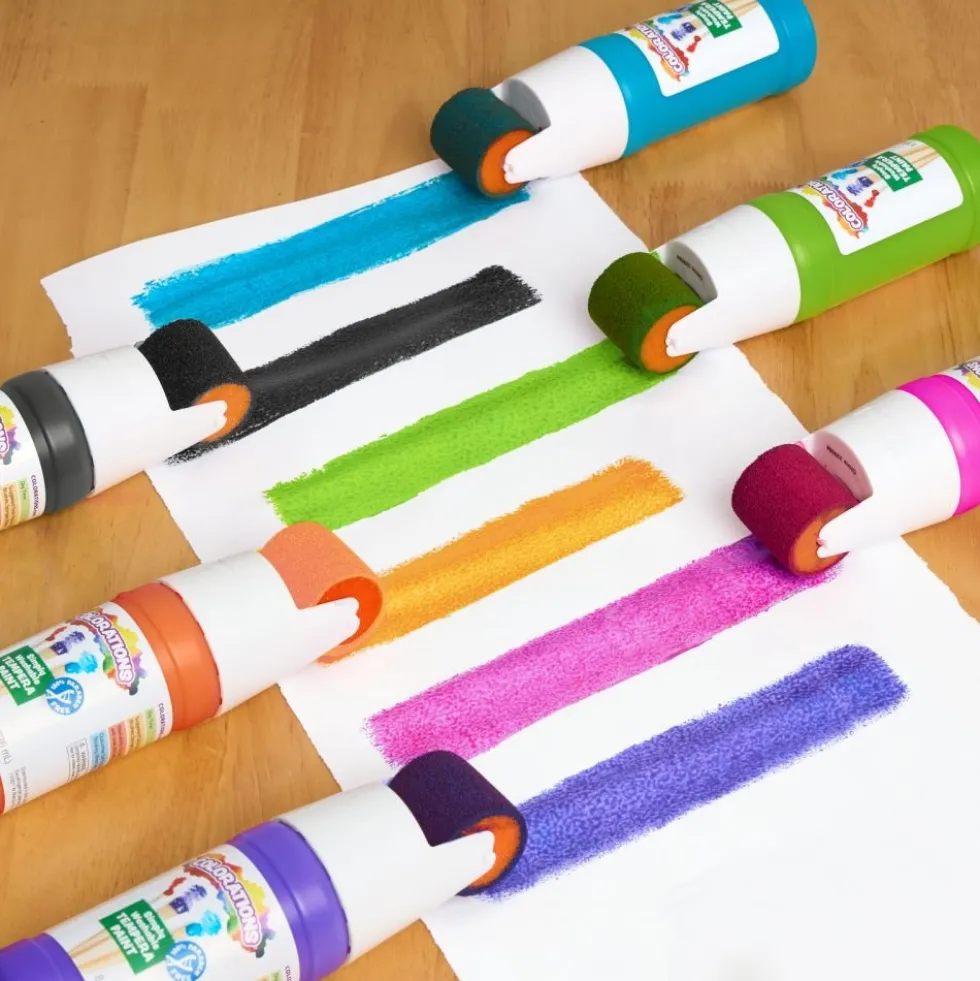 Colorations® Paraben-Free Simply Washable Tempera Paint Roller Set, 6 Colors