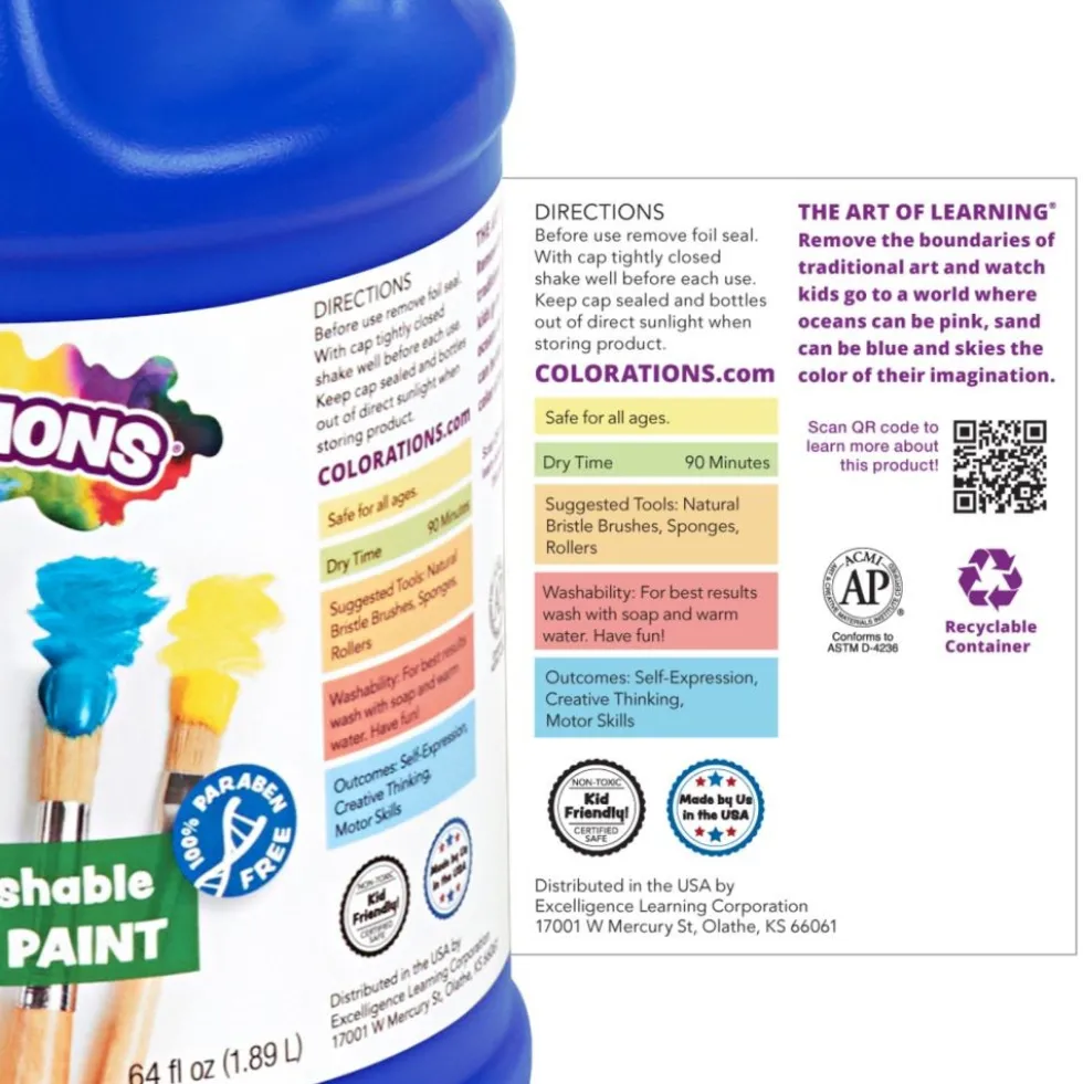 Colorations® Paraben-Free Simply Washable Tempera Paint - Set of 10, 1/2 Gallons