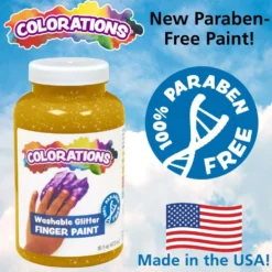 Colorations® Paraben-Free Washable Glitter Finger Paint, Set of 5 - 16 oz.