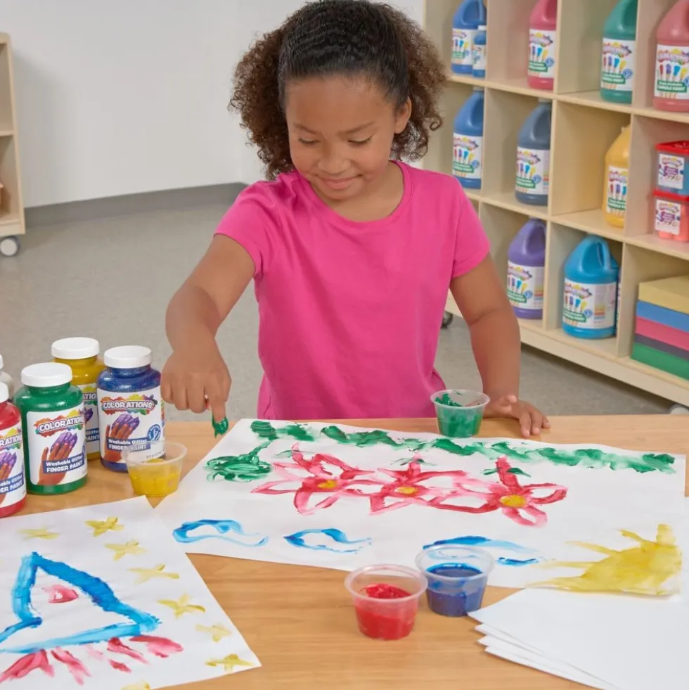 Colorations® Paraben-Free Washable Glitter Finger Paint, Set of 5 - 16 oz.