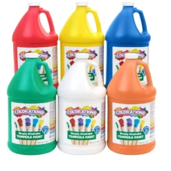 Colorations® Simply Washable Tempera Paint Gallon & Roll Set - 6 Colors