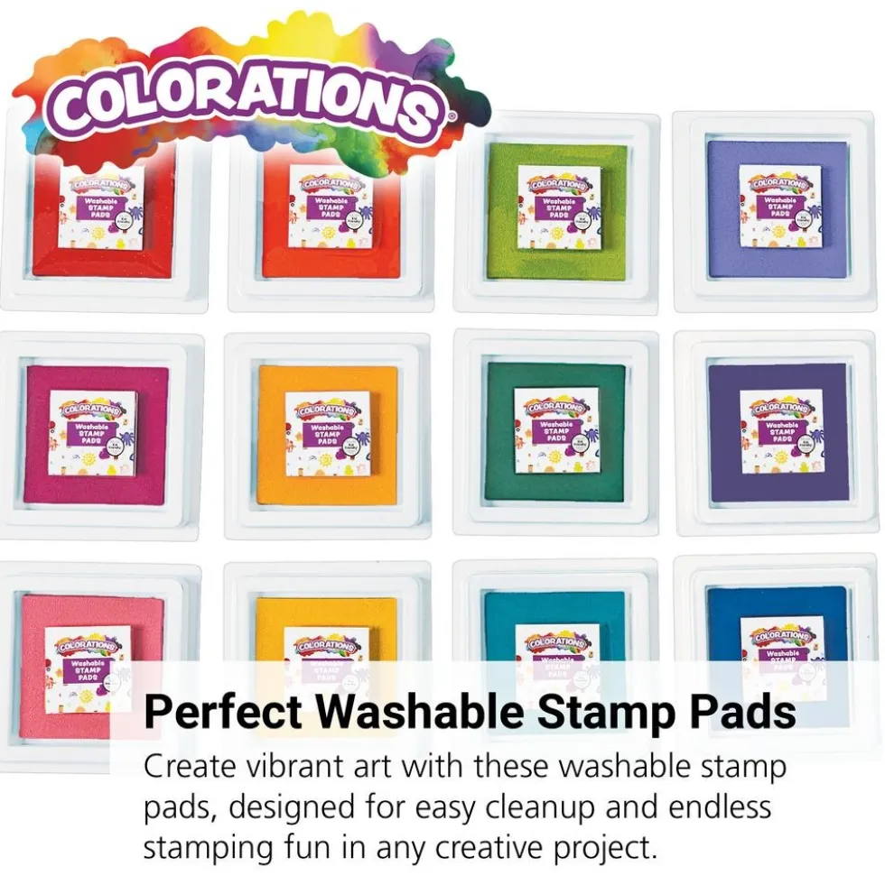Colorations® Stamper-Perfect Washable Stamp Pads - Set of 12