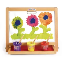 Colorations® Tabletop Easel featuring magnetic dry erase board, chalkboard and clips to hold paper