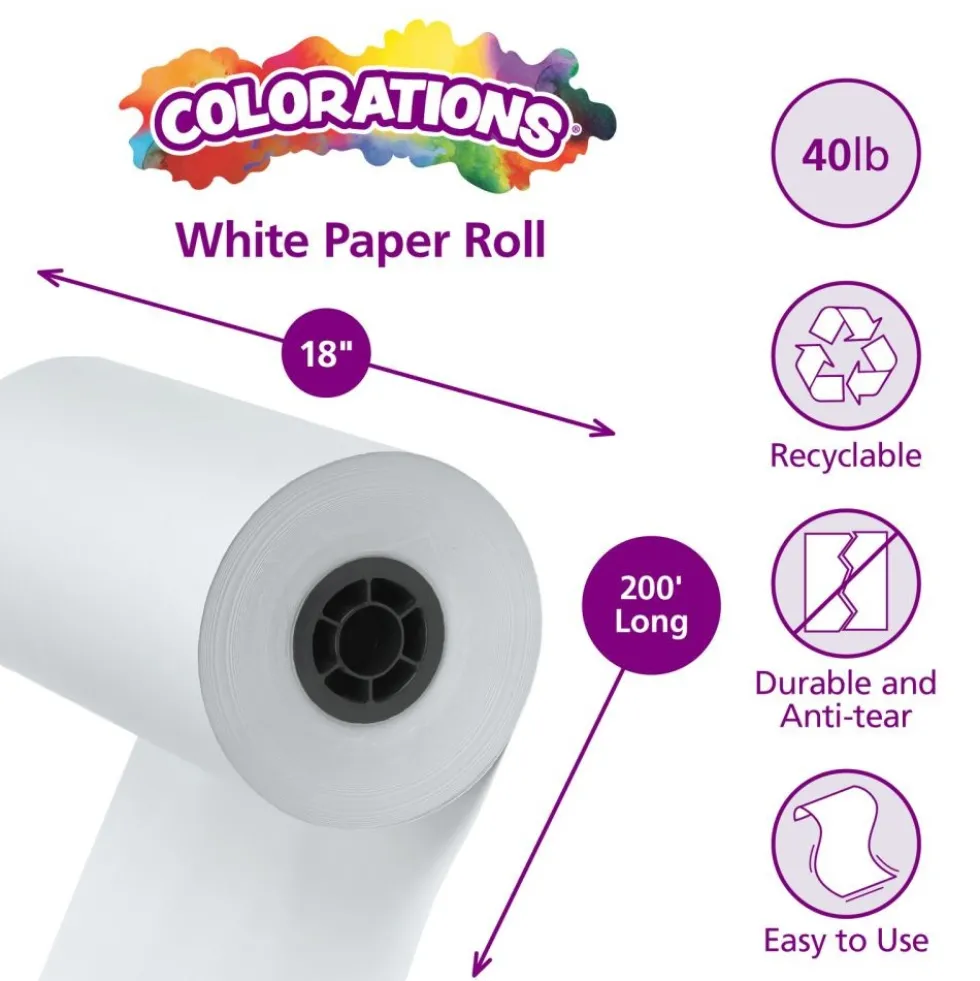 Colorations® White Butcher Paper Roll, 18" x 200', 40 lb. Paper Stock