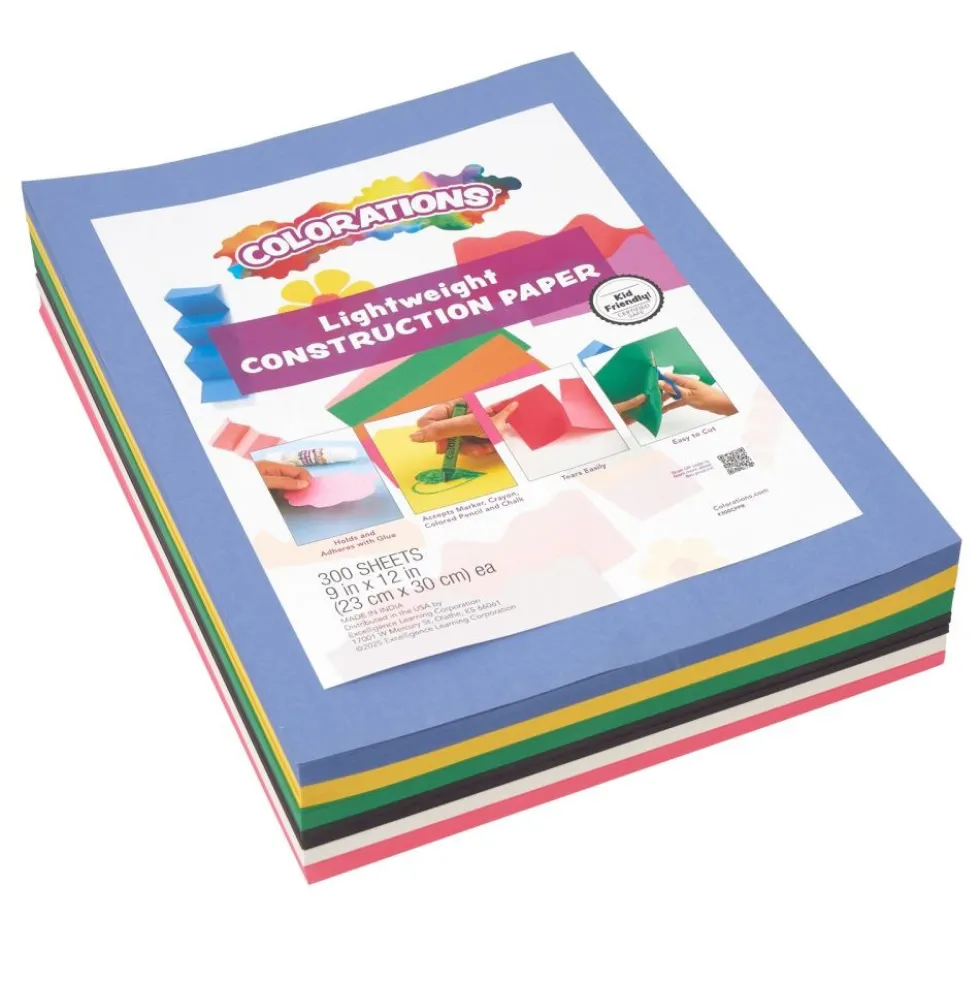 Colorations® 9" x 12" Lightweight Construction Paper - Assorted Colors, 300 Sheets