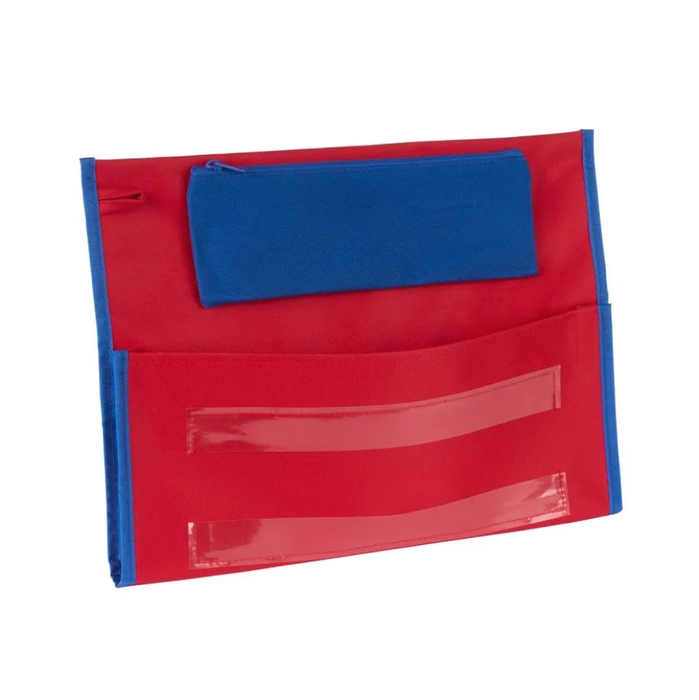 Early Childhood Deluxe Chair Pockets with Pencil Case- 6 Pack - Red/Blue